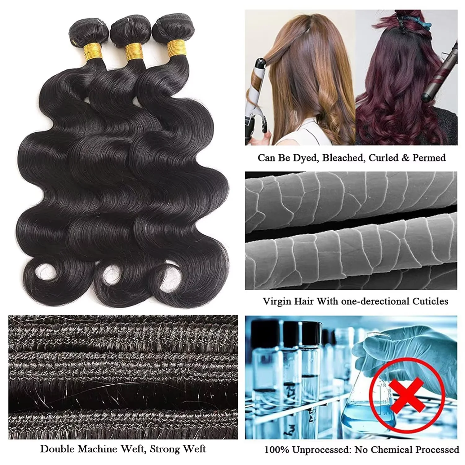 38 40Inch Loose Body Wave Bundles Brazilian Hair Weave Bundles 1/3/4 PCS Human Hair Water Wave Raw Hair Bundles Extensions Black - Image 3