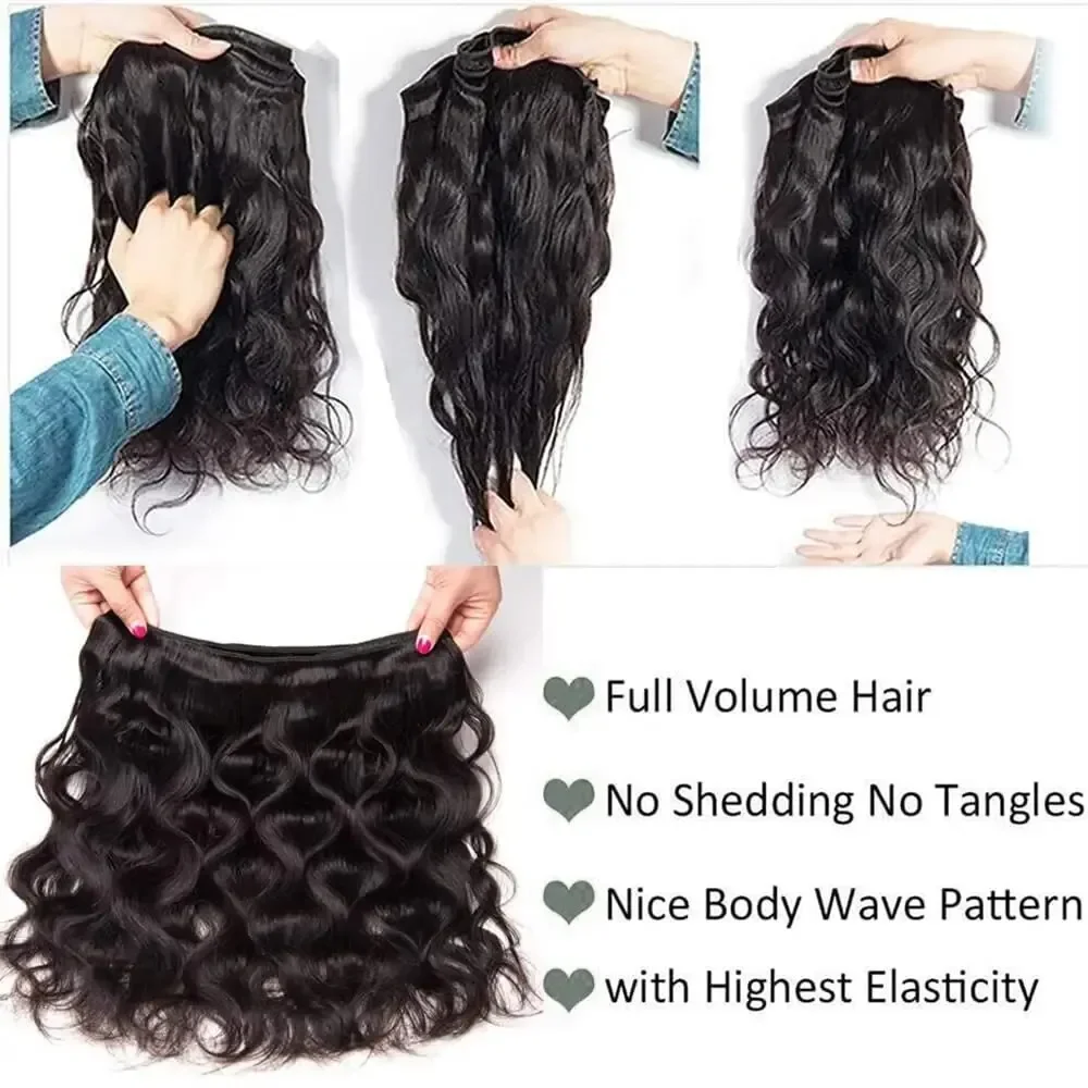 38 40Inch Loose Body Wave Bundles Brazilian Hair Weave Bundles 1/3/4 PCS Human Hair Water Wave Raw Hair Bundles Extensions Black - Image 4