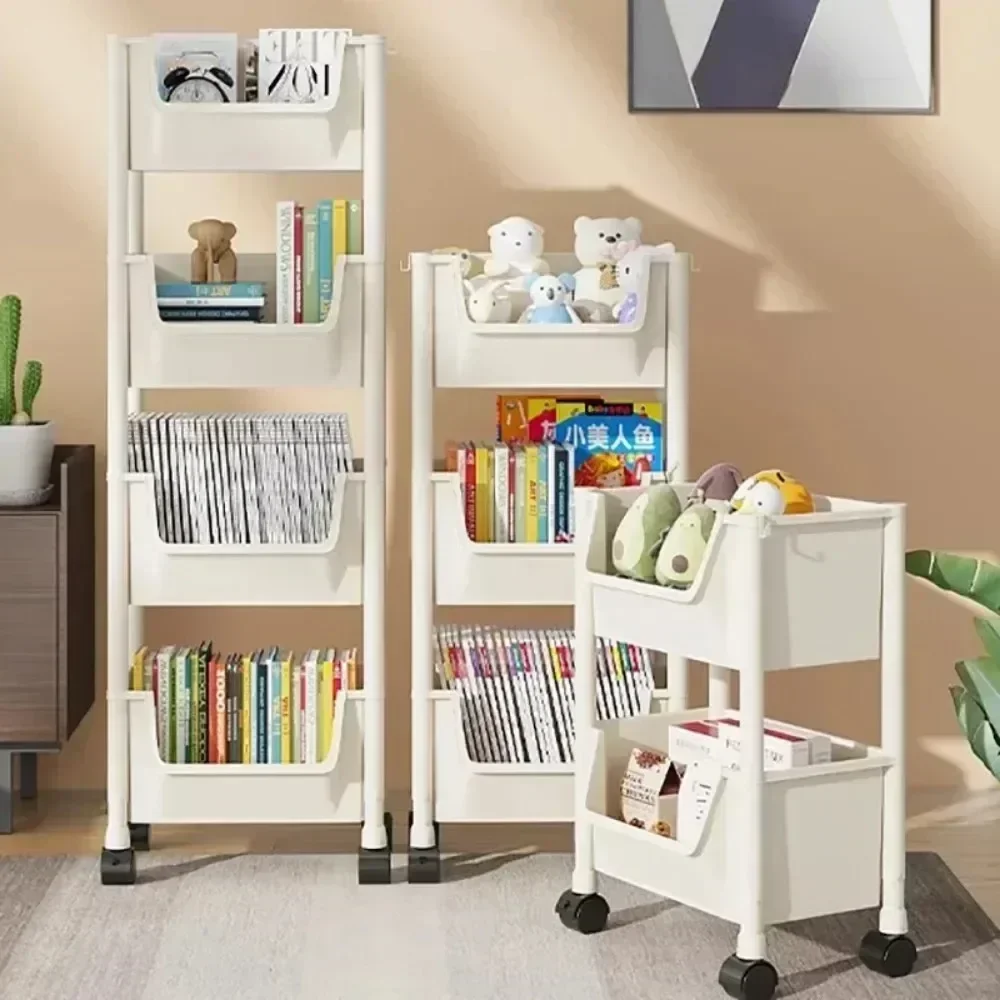 Trolley Bookshelf Kitchen Storage Rack Kitchen Corner Narrow Slit Storage Cabinet Bathroom Living Room Home Organizer - Image 3