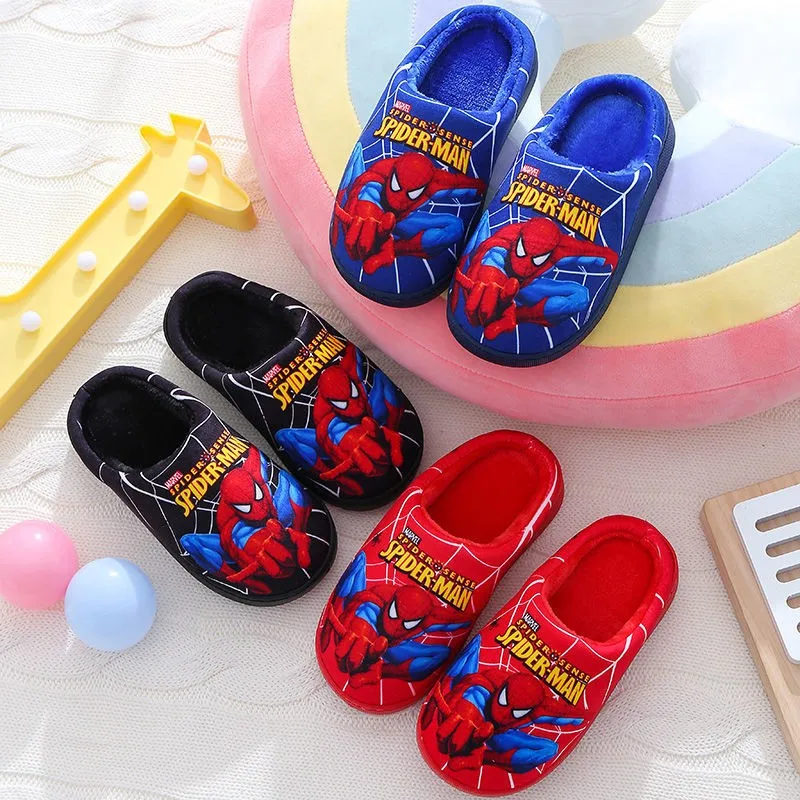 Cartoon Printed Spider-man Cotton Slippers For Children's Shoes Fashion New Style Warmth Autumn Winter Indoor Kids Boys Slipper - Image 3