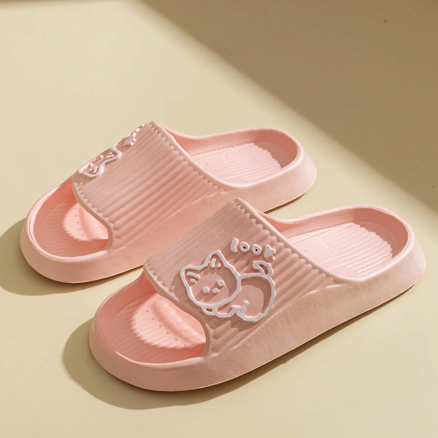 Women's Slippers Indoor Bathroom Anti-slip Home Cartoon Cute Little Dog Soft Sole Good Elasticity Summer Sandals Sool Flat Shoes - Image 2