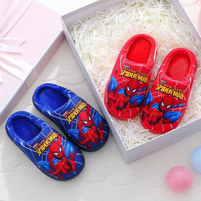 Cartoon Printed Spider-man Cotton Slippers For Children's Shoes Fashion New Style Warmth Autumn Winter Indoor Kids Boys Slipper - Image 2
