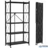 Custom.5-Tier Foldable Storage Shelf With Wheels - Metal Collapsible Shelving Unit Display, Rolling Cart Books Kitchen Stora