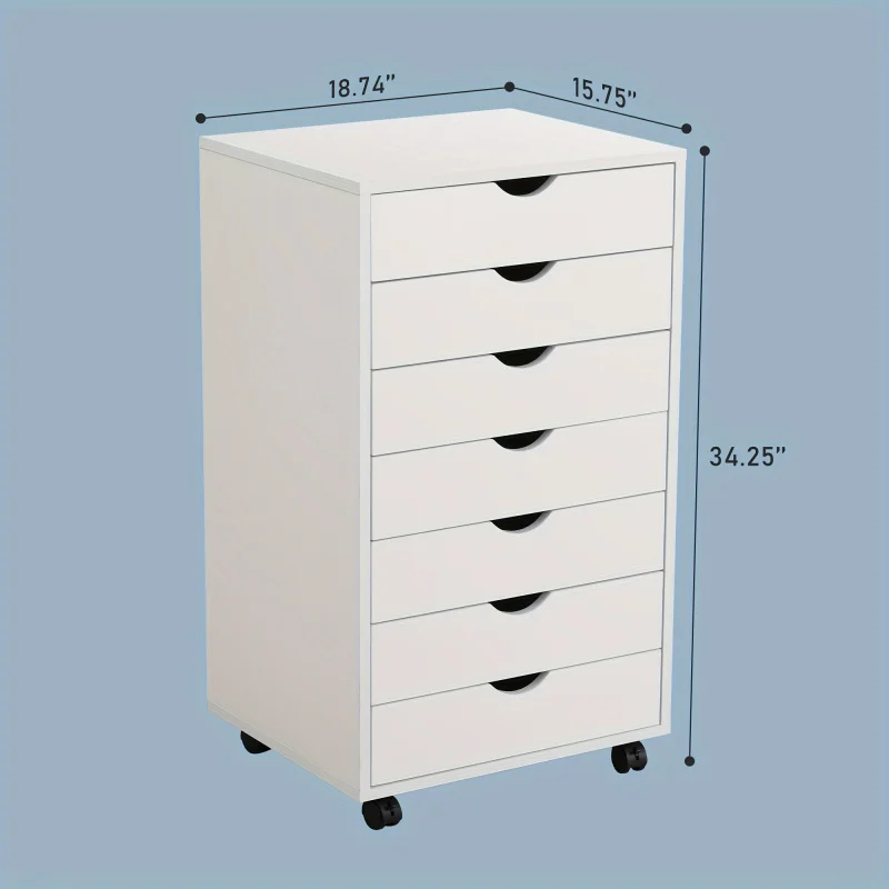 Custom.Drawer Chest, Wood Storage Dresser File Cabinet Organizer with Wheels - Under Desk - Bedroom & Home Office - Perfe - Image 3