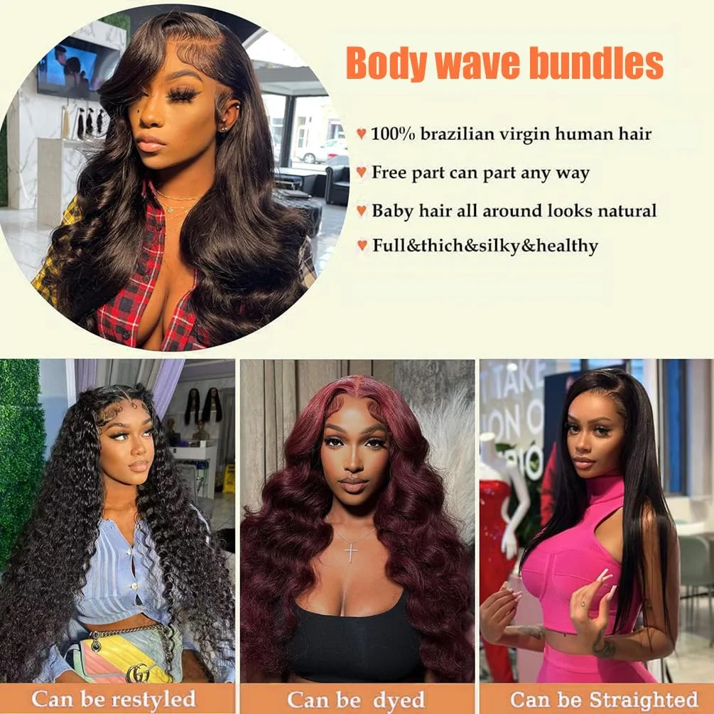 38 40Inch Loose Body Wave Bundles Brazilian Hair Weave Bundles 1/3/4 PCS Human Hair Water Wave Raw Hair Bundles Extensions Black - Image 5