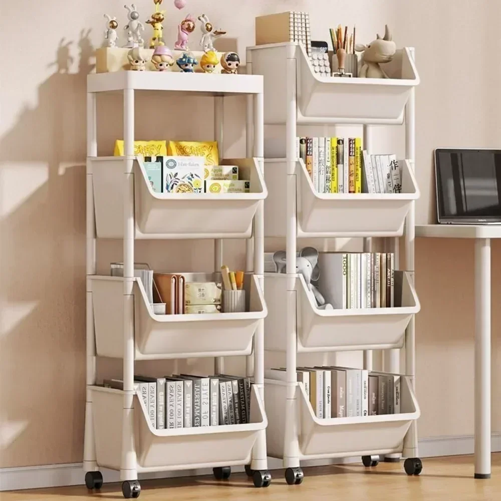 Trolley Bookshelf Kitchen Storage Rack Kitchen Corner Narrow Slit Storage Cabinet Bathroom Living Room Home Organizer - Image 2